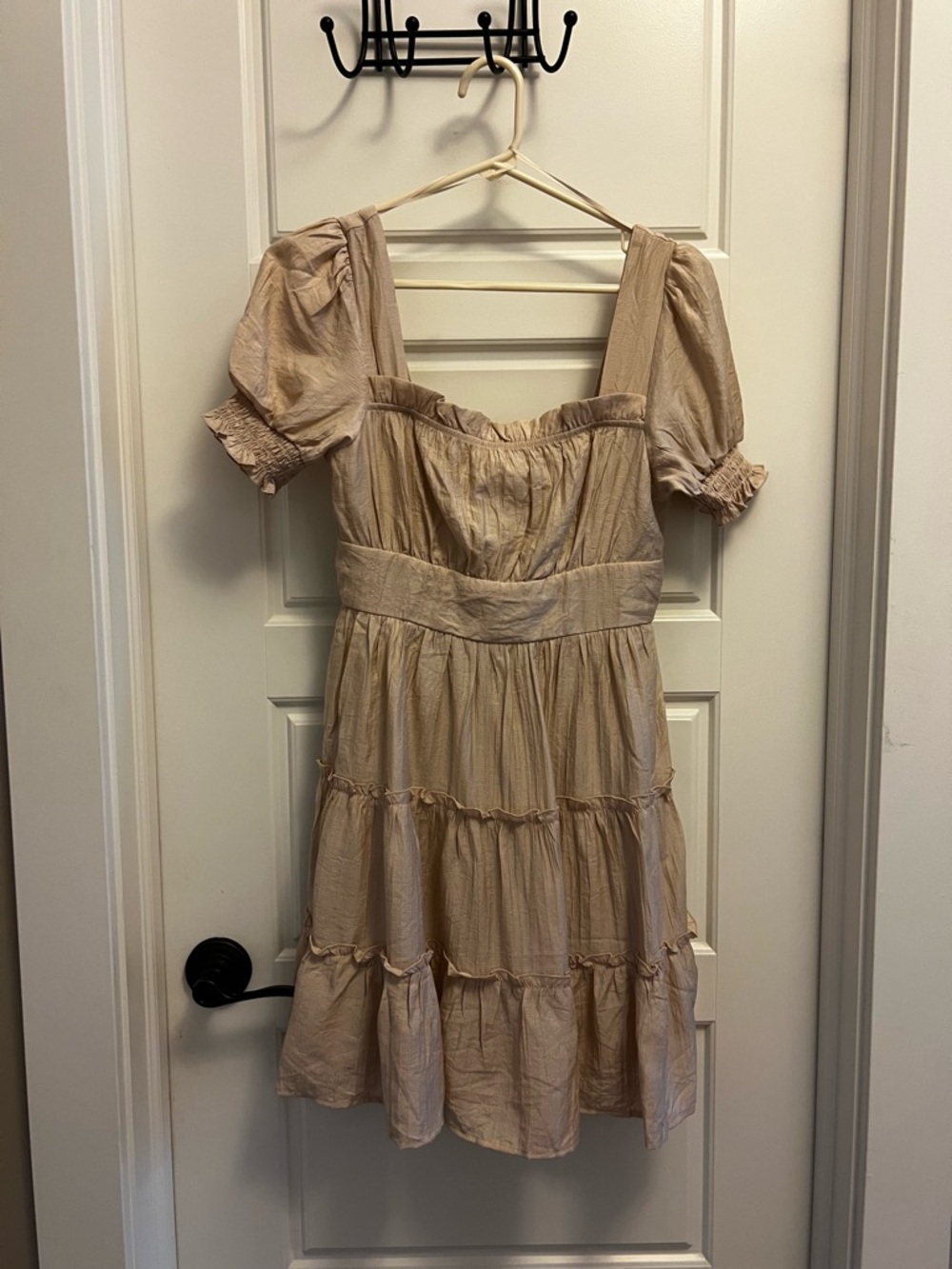 MINE Neutral Beige Smocked Ruffle Sundress